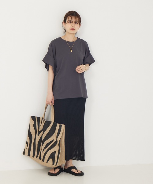 Rouge vif（ルージュヴィフ）の「ﾀｰﾝﾊﾞｯｸｶｯﾄｿｰ（Tシャツ/カットソー・レディース・チャコールグレー/ホワイト/ピンク・フリー）」の12枚目の写真