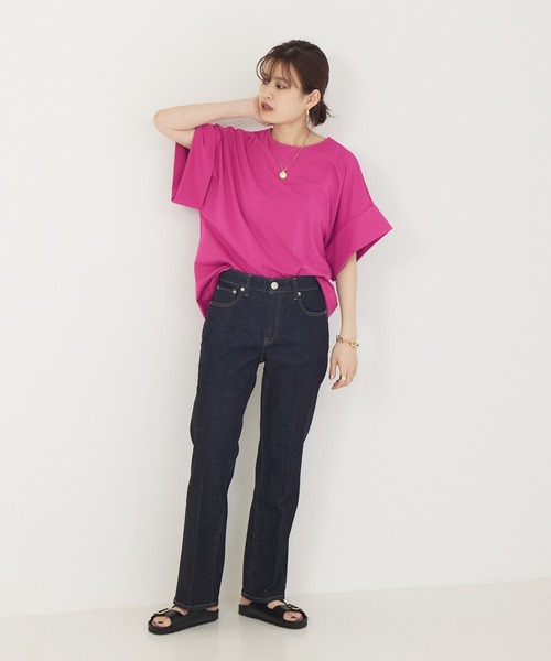 Rouge vif（ルージュヴィフ）の「ﾀｰﾝﾊﾞｯｸｶｯﾄｿｰ（Tシャツ/カットソー・レディース・チャコールグレー/ホワイト/ピンク・フリー）」の15枚目の写真