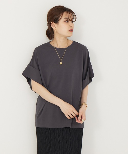 Rouge vif（ルージュヴィフ）の「ﾀｰﾝﾊﾞｯｸｶｯﾄｿｰ（Tシャツ/カットソー・レディース・チャコールグレー/ホワイト/ピンク・フリー）」の8枚目の写真