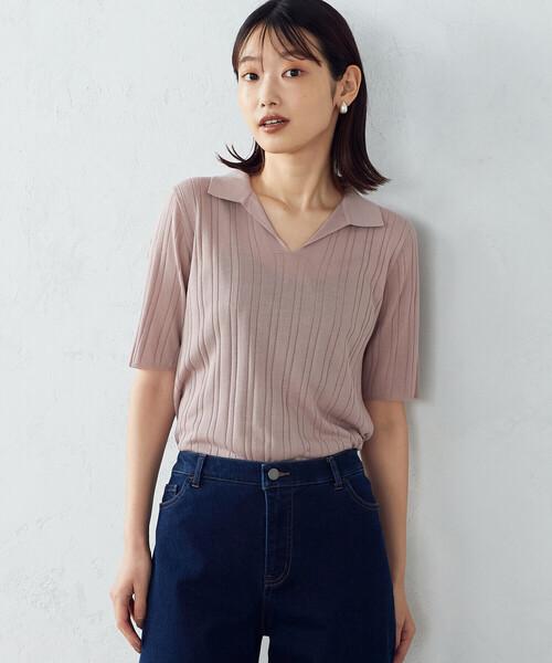 COMME CA ISM(コムサイズム)の「スキッパー衿付き ニット(ニット/セーター・レディース・ブラック/ピンク/グレイッシュベージュ・MEDIUM/LARGE)」の8枚目の写真