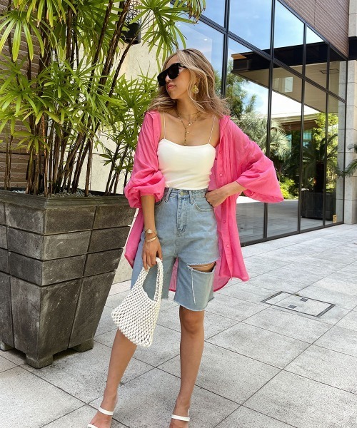 esutoreja（エストレジャ）の「ダメージデニムハーフパンツ（デニムパンツ・レディース・ブルー・S/M）」の7枚目の写真