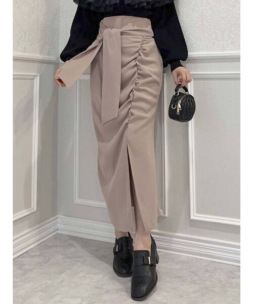 dazzlin（ダズリン）の「サイドギャザーナロースカート（スカート・レディース・グリーン/パープル/ベージュ・SMALL/MEDIUM）」の2枚目の写真