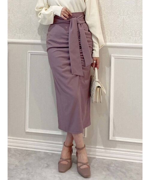 dazzlin（ダズリン）の「サイドギャザーナロースカート（スカート・レディース・グリーン/パープル/ベージュ・SMALL/MEDIUM）」の3枚目の写真