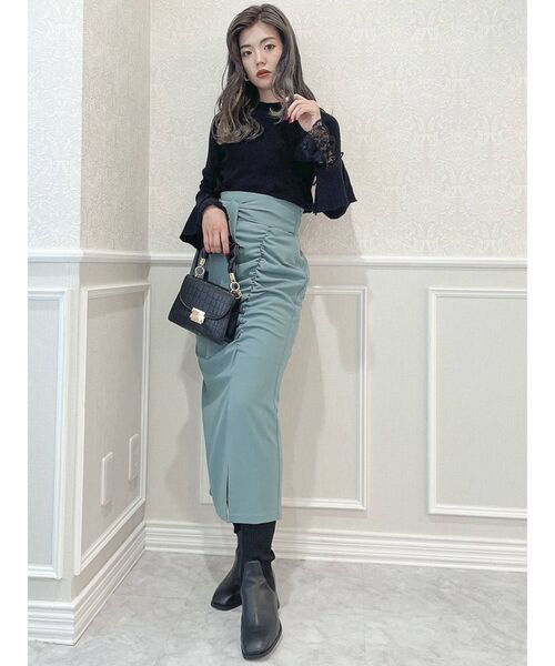 dazzlin（ダズリン）の「サイドギャザーナロースカート（スカート・レディース・グリーン/パープル/ベージュ・SMALL/MEDIUM）」の12枚目の写真