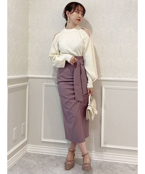 dazzlin（ダズリン）の「サイドギャザーナロースカート（スカート・レディース・グリーン/パープル/ベージュ・SMALL/MEDIUM）」の7枚目の写真