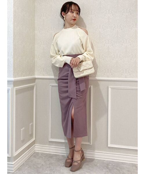 dazzlin（ダズリン）の「サイドギャザーナロースカート（スカート・レディース・グリーン/パープル/ベージュ・SMALL/MEDIUM）」の15枚目の写真