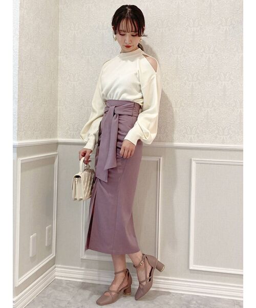 dazzlin（ダズリン）の「サイドギャザーナロースカート（スカート・レディース・グリーン/パープル/ベージュ・SMALL/MEDIUM）」の11枚目の写真