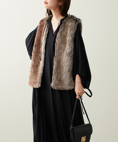 natural couture(ナチュラルクチュール)の「AWアイテム/ロングファーベスト(ベスト・レディース・マルチ/モカ/グレイッシュベージュ・FREE)」の3枚目の写真