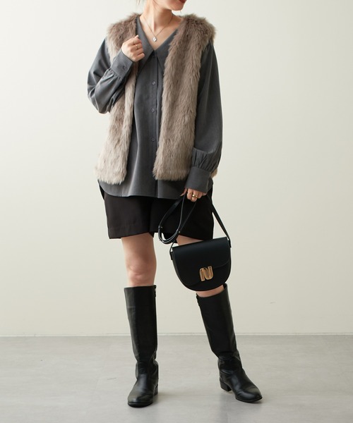 natural couture(ナチュラルクチュール)の「AWアイテム/ロングファーベスト(ベスト・レディース・マルチ/モカ/グレイッシュベージュ・FREE)」の5枚目の写真