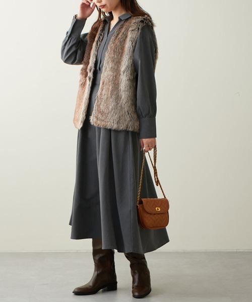 natural couture(ナチュラルクチュール)の「AWアイテム/ロングファーベスト(ベスト・レディース・マルチ/モカ/グレイッシュベージュ・FREE)」の19枚目の写真