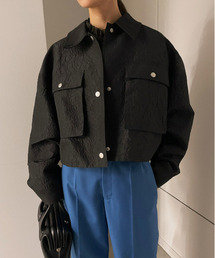 Ameri（アメリ）の「EMBOSS SHORT ARMY LIKE JACKET（その他アウター・レディース）」