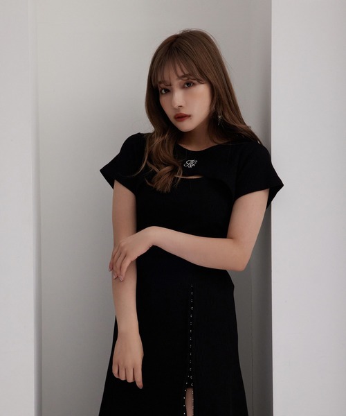 ANDGEEBEE（アンジービー）の「レイヤードリブトップス（その他トップス・レディース・ブラック/ネイビー・MEDIUM）」の2枚目の写真