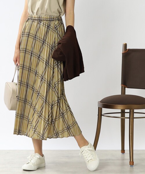 DRESKIP（ドレスキップ）の「◆【S-LL】シアーチェックプリーツスカート（スカート・レディース・ベージュ系その他2/ダークブラウン系1/ネイビー系1・01/02/03/04）」の10枚目の写真