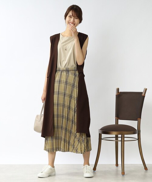 DRESKIP（ドレスキップ）の「◆【S-LL】シアーチェックプリーツスカート（スカート・レディース・ベージュ系その他2/ダークブラウン系1/ネイビー系1・01/02/03/04）」の15枚目の写真