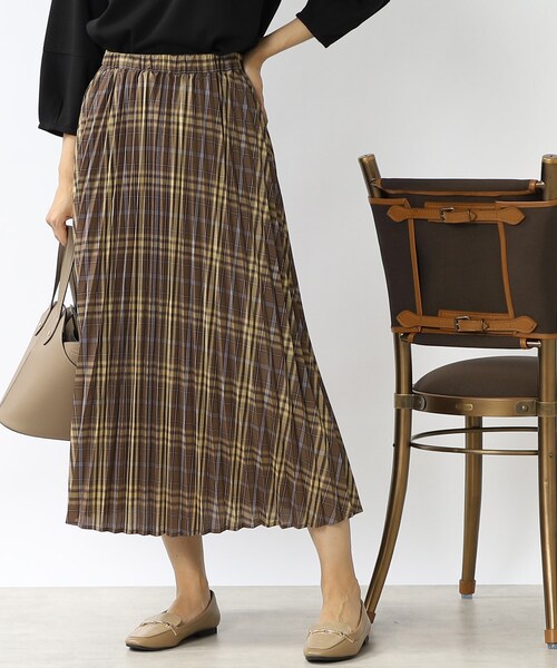 DRESKIP（ドレスキップ）の「◆【S-LL】シアーチェックプリーツスカート（スカート・レディース・ベージュ系その他2/ダークブラウン系1/ネイビー系1・01/02/03/04）」の17枚目の写真