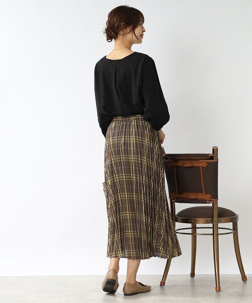 DRESKIP（ドレスキップ）の「◆【S-LL】シアーチェックプリーツスカート（スカート・レディース・ベージュ系その他2/ダークブラウン系1/ネイビー系1・01/02/03/04）」の22枚目の写真