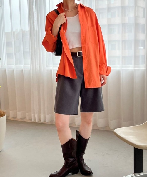 BITTER CELLS（ビターセルズ）の「【UNISEX】BITTER CELLS／PAPAERLIKEシャツ 2162213（シャツ/ブラウス・レディース・ネイビー/オレンジ/ラベンダー/アイボリー・SMALL/MEDIUM）」の5枚目の写真