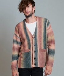 【NO ID.】Multi Color Stripe Knit V-Neck Cardigan / マルチ カラー ストライプ ニット Vネック カーディガン