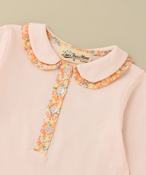 Love&Peace&Money（ラブアンドピースアンドマネー）の「小花柄コンビブラウス（シャツ/ブラウス・キッズ・ライトピンク/キナリ・100cm/130cm/120cm/90cm/80ｃｍ/110cm）」の7枚目の写真