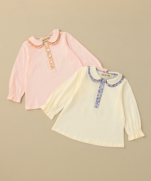 Love&Peace&Money（ラブアンドピースアンドマネー）の「小花柄コンビブラウス（シャツ/ブラウス・キッズ・ライトピンク/キナリ・100cm/130cm/120cm/90cm/80ｃｍ/110cm）」の8枚目の写真