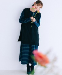 haco! | 【高橋愛さん】「リラックスしよ」とわたしに声かけたい日の気を抜きながら気を抜かないTWO-PIECE（１.ボーダーワンピース　２.ベスト）by LOVE&PEACE PROJECT(ワンピース)