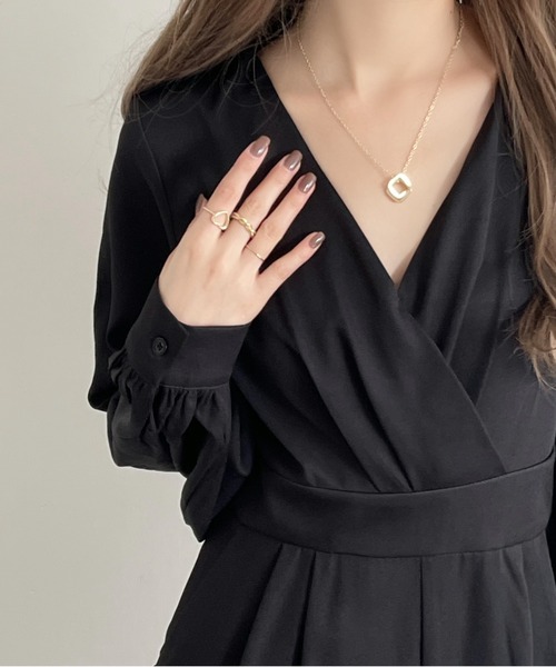 emi+（エミプラス）の「ウエスト切り替え カシュクールワイドサロペット（サロペット/オーバーオール・レディース・ネイビー/ブラウン/ブラック・L/M）」の7枚目の写真