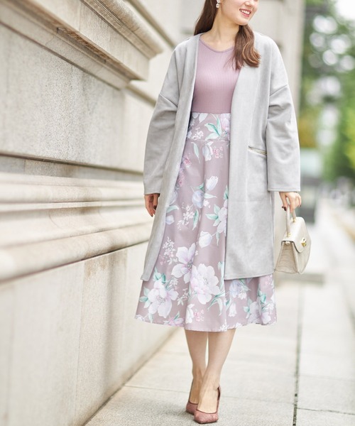 tocco closet(トッコ クローゼット)の「ポケットファスナースエードポンチコーディガン(ノーカラーコート・レディース・ライトグレー/モカ/グレイッシュベージュ/グレイッシュブルー・M)」の10枚目の写真