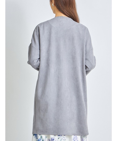 tocco closet(トッコ クローゼット)の「ポケットファスナースエードポンチコーディガン(ノーカラーコート・レディース・ライトグレー/モカ/グレイッシュベージュ/グレイッシュブルー・M)」の8枚目の写真