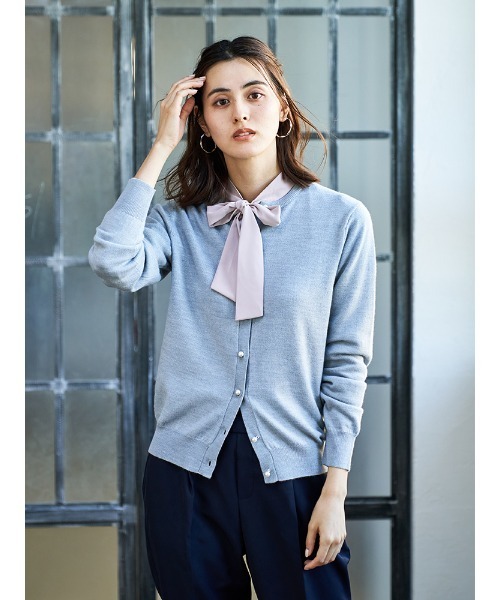 Perfect Suit FActory（パーフェクトスーツファクトリー）の「FILIVIVIｲﾀﾘｰ糸ﾆｯﾄｶｰﾃﾞ（カーディガン/ボレロ・レディース・ライトグレー/ブラウン/ネイビー・L/S/M）」の12枚目の写真