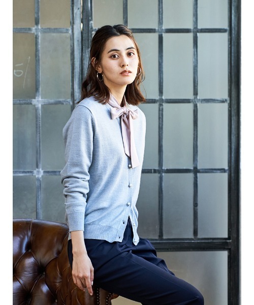 Perfect Suit FActory（パーフェクトスーツファクトリー）の「FILIVIVIｲﾀﾘｰ糸ﾆｯﾄｶｰﾃﾞ（カーディガン/ボレロ・レディース・ライトグレー/ブラウン/ネイビー・L/S/M）」の10枚目の写真