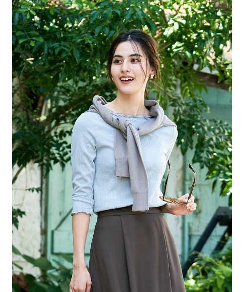 Perfect Suit FActory（パーフェクトスーツファクトリー）の「FILIVIVIｲﾀﾘｰ糸ﾆｯﾄｶｰﾃﾞ（カーディガン/ボレロ・レディース・ライトグレー/ブラウン/ネイビー・L/S/M）」の9枚目の写真
