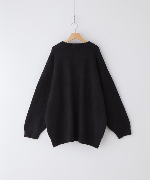 CLEL】Wool Blend Mohair Like Crew Neck Cardigan/ウール
