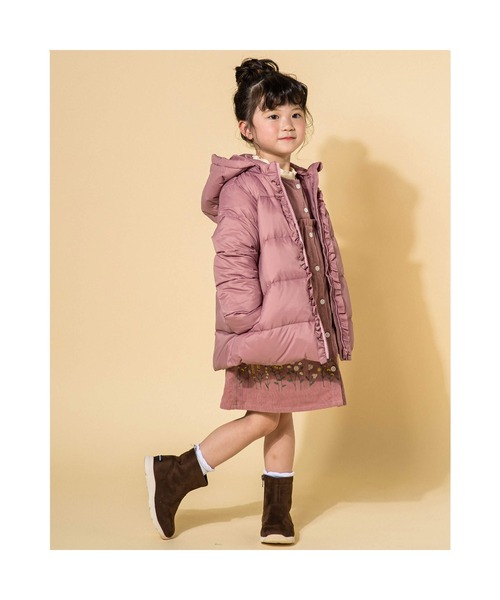 Noeil aime BeBe（ノイユエイムベベ）の「NoeilaimeBeBe/【撥水加工】タフタ前フリルリボンモチーフ付Aラインダウンコート(90~130cm)（ダウンジャケット/コート・キッズ・ピンク/ネイビー・130/100/120/90/110）」の12枚目の写真