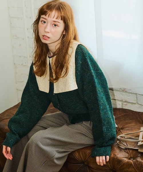 Crisp(クリスプ)の「ネップミックスルーズカーディガン(カーディガン/ボレロ・レディース・ブラック/グリーン/パープル・FREE)」の3枚目の写真