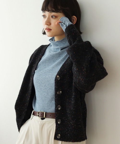 Crisp(クリスプ)の「ネップミックスルーズカーディガン(カーディガン/ボレロ・レディース・ブラック/グリーン/パープル・FREE)」の2枚目の写真