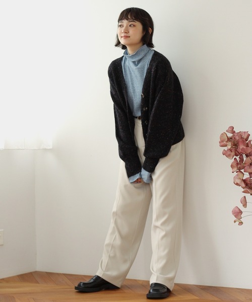 Crisp(クリスプ)の「ネップミックスルーズカーディガン(カーディガン/ボレロ・レディース・ブラック/グリーン/パープル・FREE)」の4枚目の写真