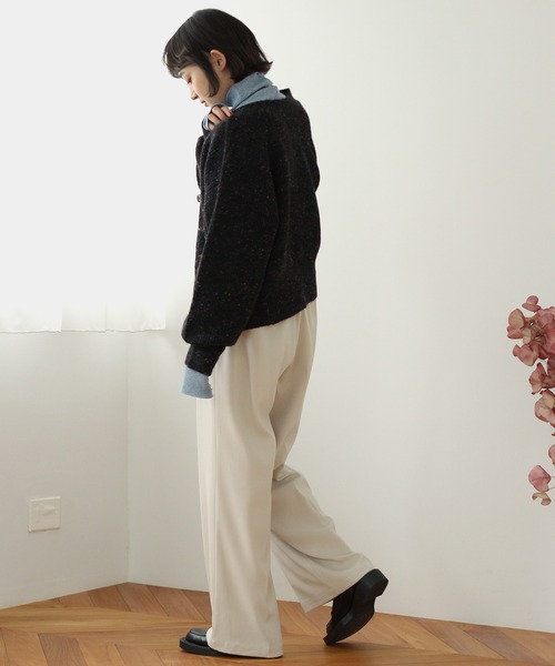 Crisp(クリスプ)の「ネップミックスルーズカーディガン(カーディガン/ボレロ・レディース・ブラック/グリーン/パープル・FREE)」の5枚目の写真