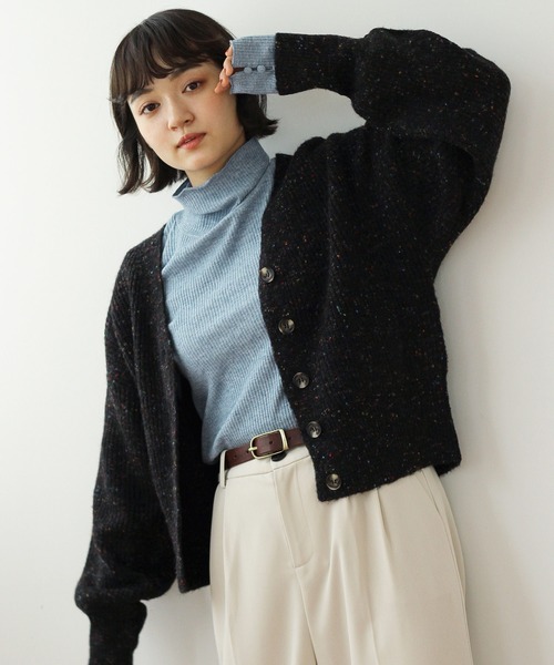 Crisp(クリスプ)の「ネップミックスルーズカーディガン(カーディガン/ボレロ・レディース・ブラック/グリーン/パープル・FREE)」の6枚目の写真