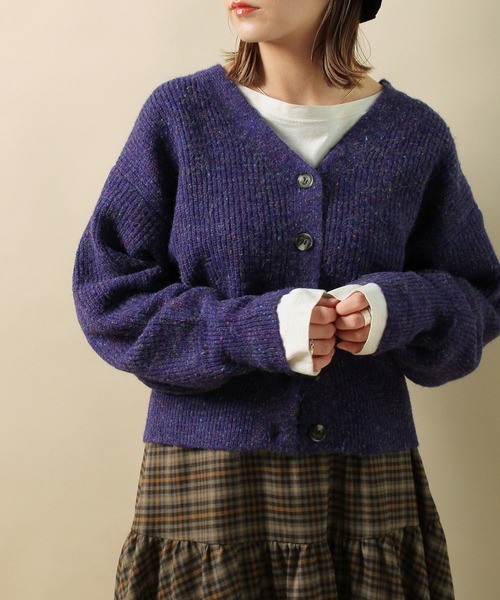 Crisp(クリスプ)の「ネップミックスルーズカーディガン(カーディガン/ボレロ・レディース・ブラック/グリーン/パープル・FREE)」の18枚目の写真