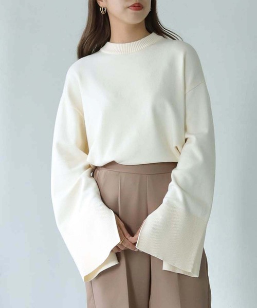 HER CLOSET（ハークローゼット）の「【shemoshelly】WEB限定スリットボタン袖ニットプルオーバー（ニット/セーター・レディース・ブラウン/ブラック/カーキ/アイボリー・M）」の9枚目の写真