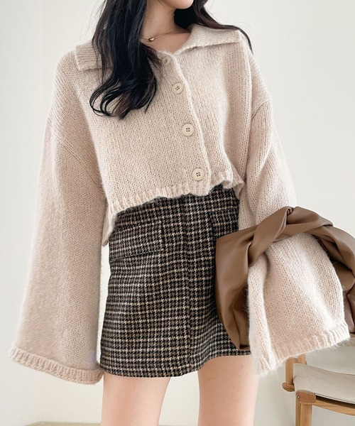 Heather（ヘザー）の「ショートボタンカーディガン　182344（カーディガン/ボレロ・レディース・オフホワイト/グレー/ブルー・FREE）」の2枚目の写真