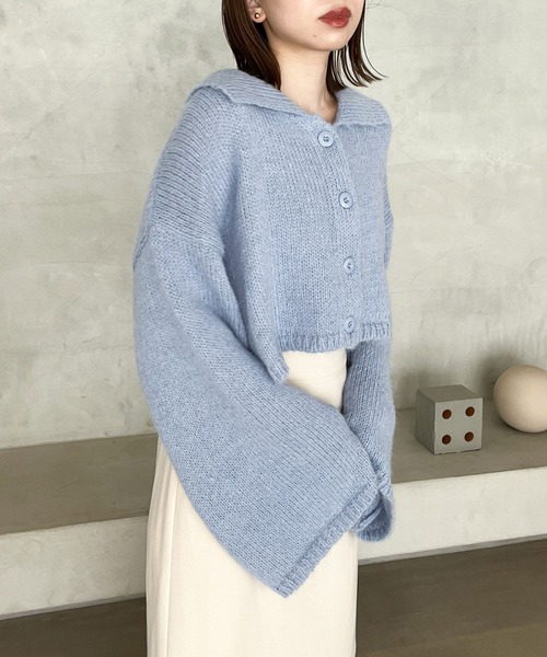 Heather（ヘザー）の「ショートボタンカーディガン　182344（カーディガン/ボレロ・レディース・オフホワイト/グレー/ブルー・FREE）」の16枚目の写真