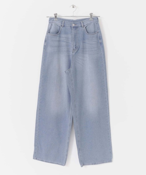 HEYUMM(ヘユム)の「ビンテージライクワイドデニムパンツ(デニムパンツ・メンズ・ライトインディゴブルー/ブラック・SMALL/MEDIUM)」の1枚目の写真
