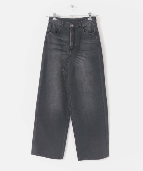 HEYUMM(ヘユム)の「ビンテージライクワイドデニムパンツ(デニムパンツ・メンズ・ライトインディゴブルー/ブラック・SMALL/MEDIUM)」の2枚目の写真