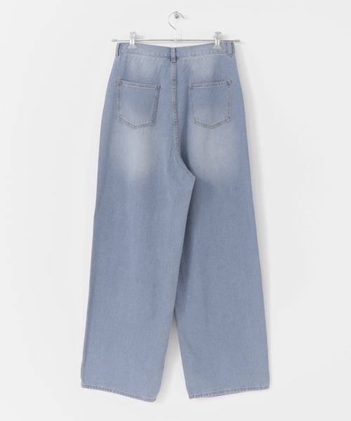 HEYUMM(ヘユム)の「ビンテージライクワイドデニムパンツ(デニムパンツ・メンズ・ライトインディゴブルー/ブラック・SMALL/MEDIUM)」の3枚目の写真