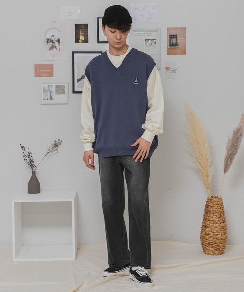 HEYUMM(ヘユム)の「ビンテージライクワイドデニムパンツ(デニムパンツ・メンズ・ライトインディゴブルー/ブラック・SMALL/MEDIUM)」の15枚目の写真