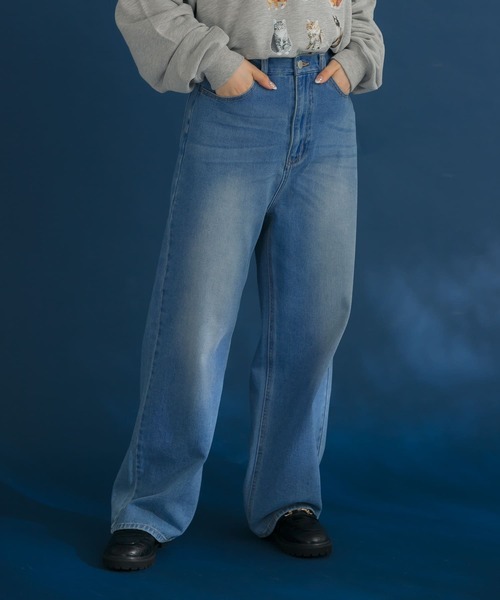 HEYUMM(ヘユム)の「ビンテージライクワイドデニムパンツ(デニムパンツ・メンズ・ライトインディゴブルー/ブラック・SMALL/MEDIUM)」の16枚目の写真