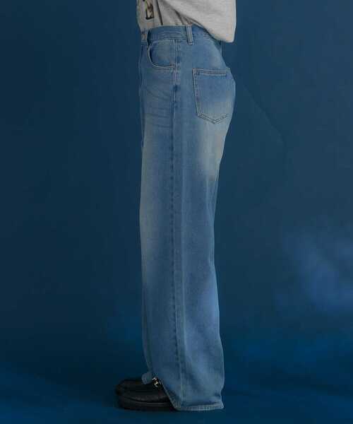 HEYUMM(ヘユム)の「ビンテージライクワイドデニムパンツ(デニムパンツ・メンズ・ライトインディゴブルー/ブラック・SMALL/MEDIUM)」の13枚目の写真