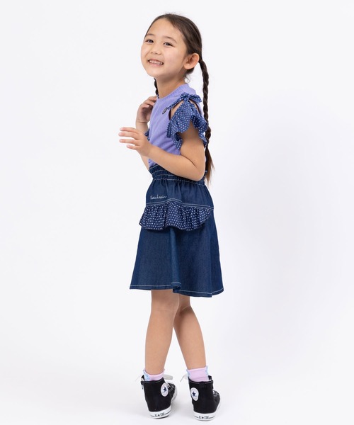 trois lapins kp（トロワラパンケーピー）の「ストレッチデニムキュロット(100～150)（その他パンツ・キッズ・ネイビー/ベージュ・140cm/150cm/100cm/120cm/130cm/160cm/110cm）」の12枚目の写真