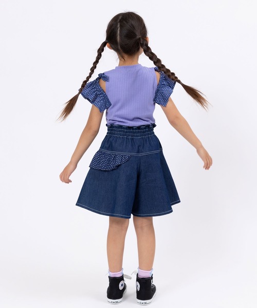 trois lapins kp（トロワラパンケーピー）の「ストレッチデニムキュロット(100～150)（その他パンツ・キッズ・ネイビー/ベージュ・140cm/150cm/100cm/120cm/130cm/160cm/110cm）」の13枚目の写真